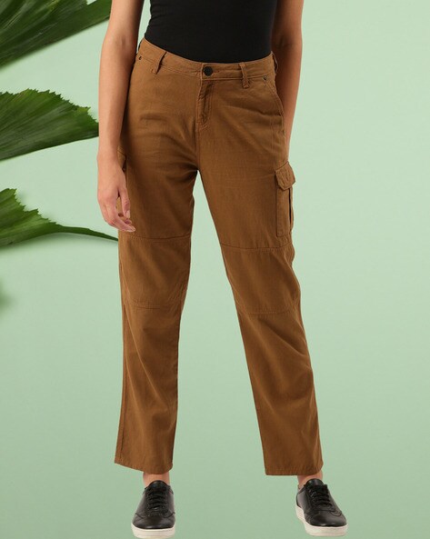 Womens Stone High Waisted Cargo Trousers Petite Slim Fit – Styledup.co.uk