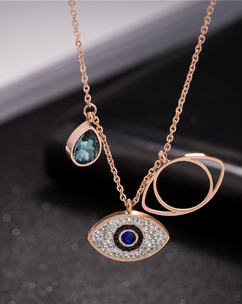 Swarovski necklace, Luckily Evil Eye, lucky charm eye, silvered - 5368240