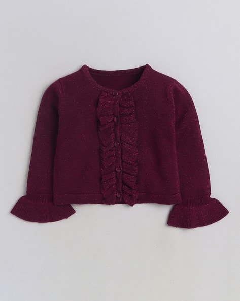 Girls on sale burgundy cardigan