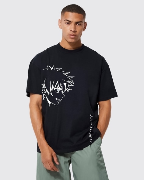 Men Graphic Print Oversized Fit Crew-Neck T-Shirt