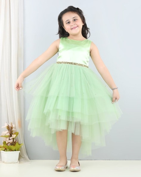 Flared-skirt dress - Light green/Floral - Kids | H&M IN