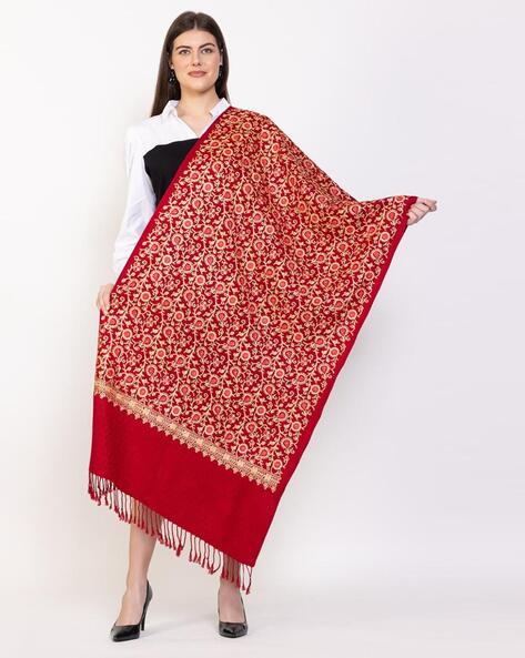 Women Embroidered Stole with Fringes Price in India