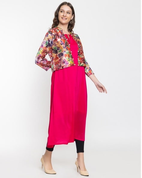 Ft Peacock Casual Wear Designer Kurti With Attached Jacket Collection  Catalog