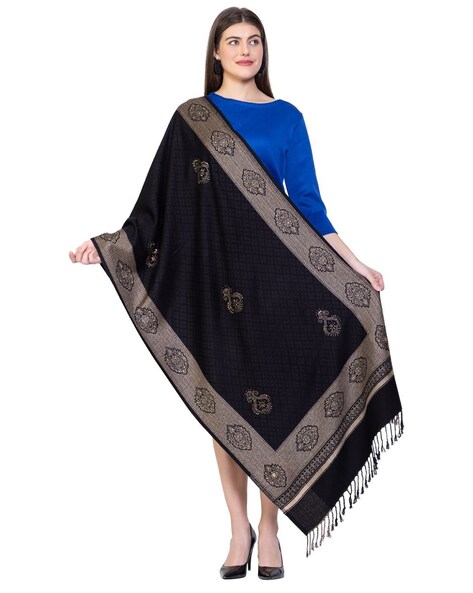 Women Embellished Stole with Fringes Price in India