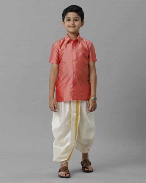 Price History of Ramraj Cotton Boys Silk Shirt Dhoti Pants Set from Ajio 2191 4158048