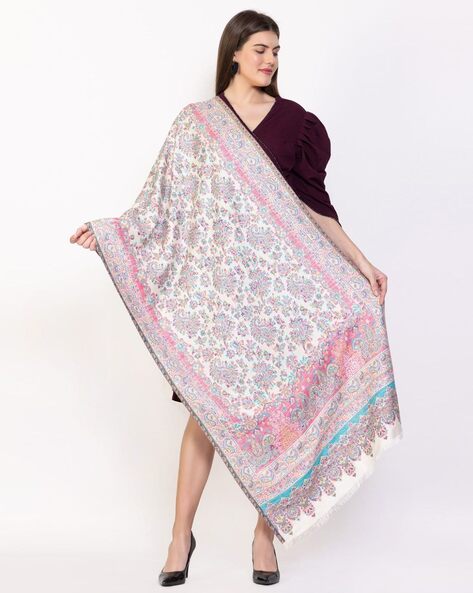Women Paisley Woven Stole with Fringes Price in India