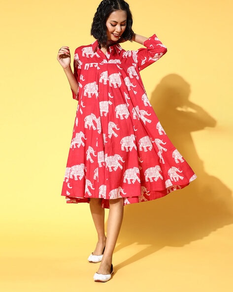 Women Printed Shirt Dress
