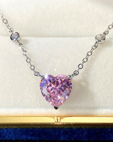 Pink Pendant Heart Chain Choker Crystal Necklace | Necklaces |  gdculavapadu.ac.in