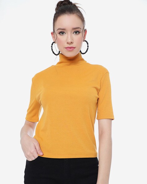 High neck yellow clearance top