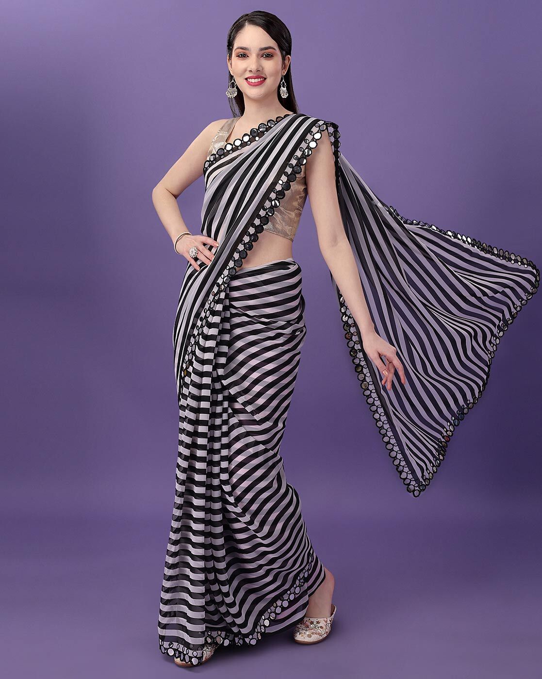 Buy Black Sarees for Women by CLEMIRA Online