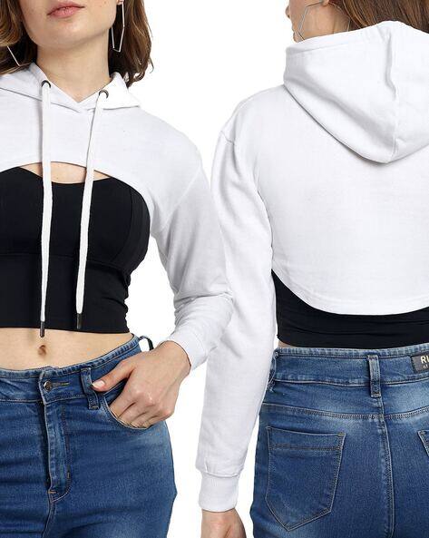 cut out crop hoodie