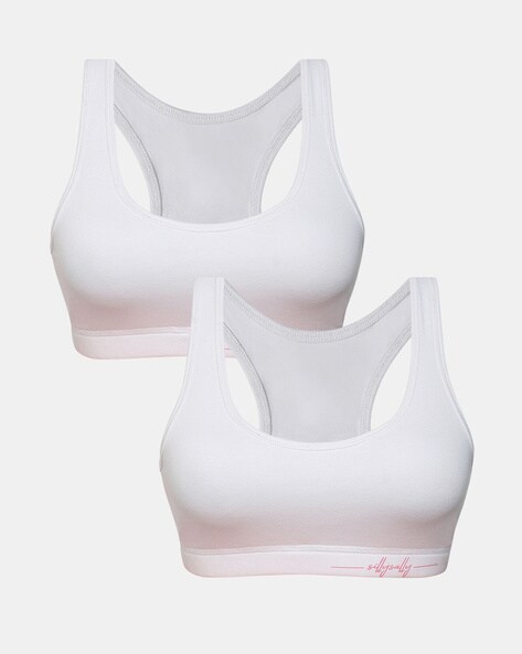 Buy Sillysally White Solid Beginners Bra (Pack of 2) online