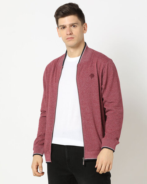 Men Zip-Front Regular Fit Sweatshirt