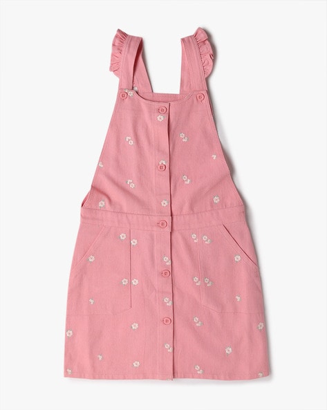 Buy Pantaloons Junior Sleeveless Floral Emboridered Dungaree Dress Pink for  Girls (2-3Years) Online in India, Shop at  - 15373920