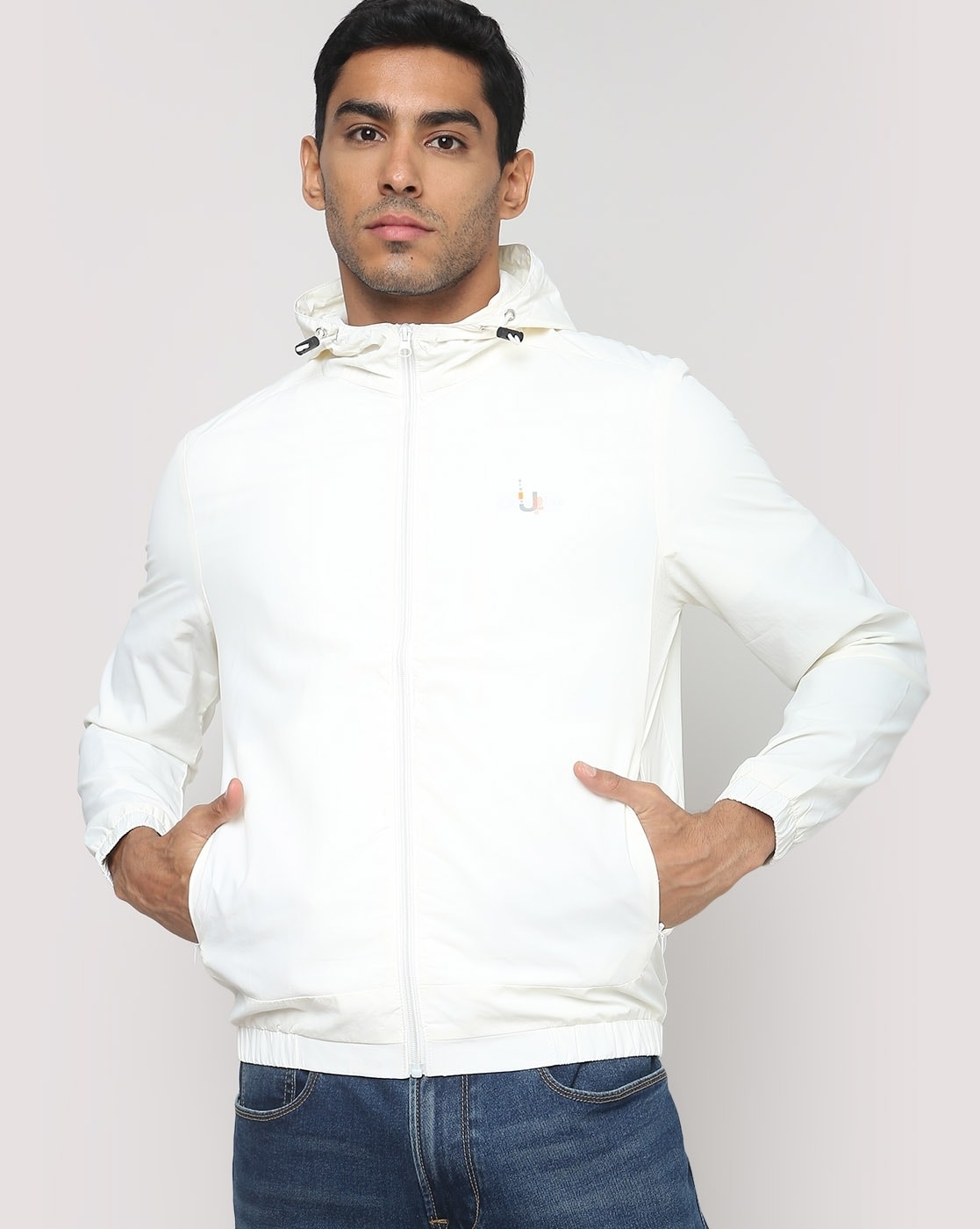 All white windbreaker mens best sale