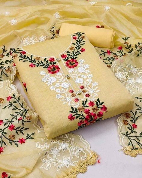 Buy Lemon Yellow Dress Material for Women by Mansi Creation Online