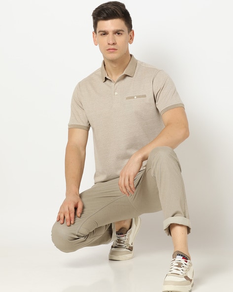 Men Jacquard Regular Fit Polo T-Shirt