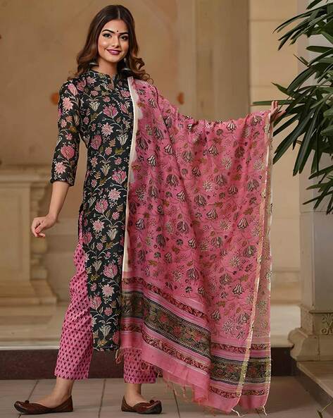 Navy Blue Crape Floral Printed Palazzo Suit Latest 3634SL07