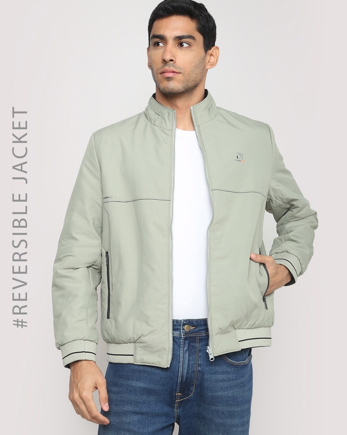 Buy Okane Men Colourblocked Reversible Longline Outdoor Bomber with  Embroidered Jacket at Amazon.in