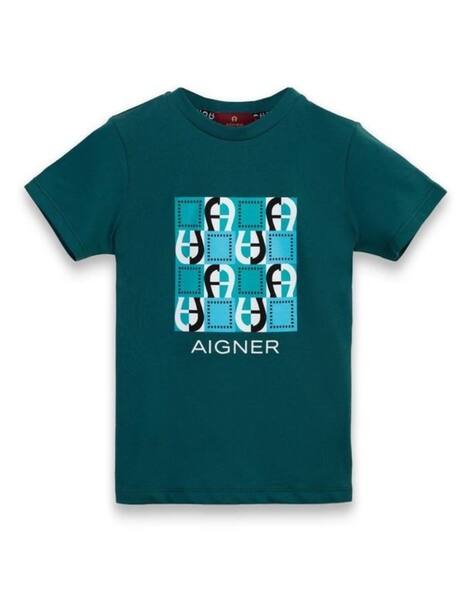 Buy AIGNER Boys Printed Regular Fit T-Shirt Green Color Boys - Main Image