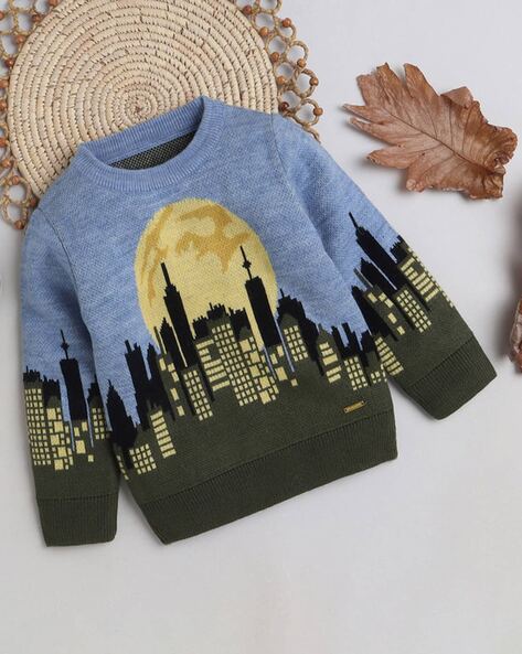 Yellow Apple Boys Knitted Round-Neck Sweater