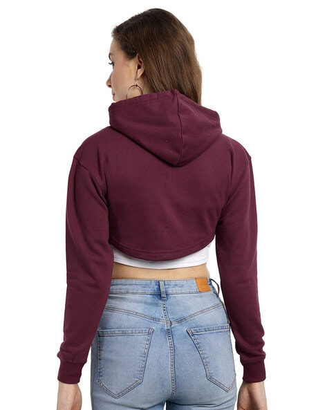 Maroon crop outlet hoodie