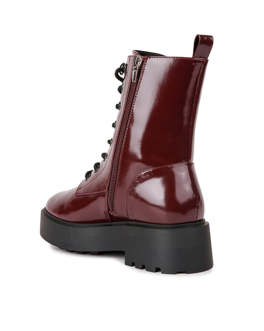 Burgundy combat outlet boots