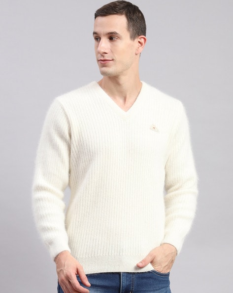 Mens off white 2025 v neck sweater