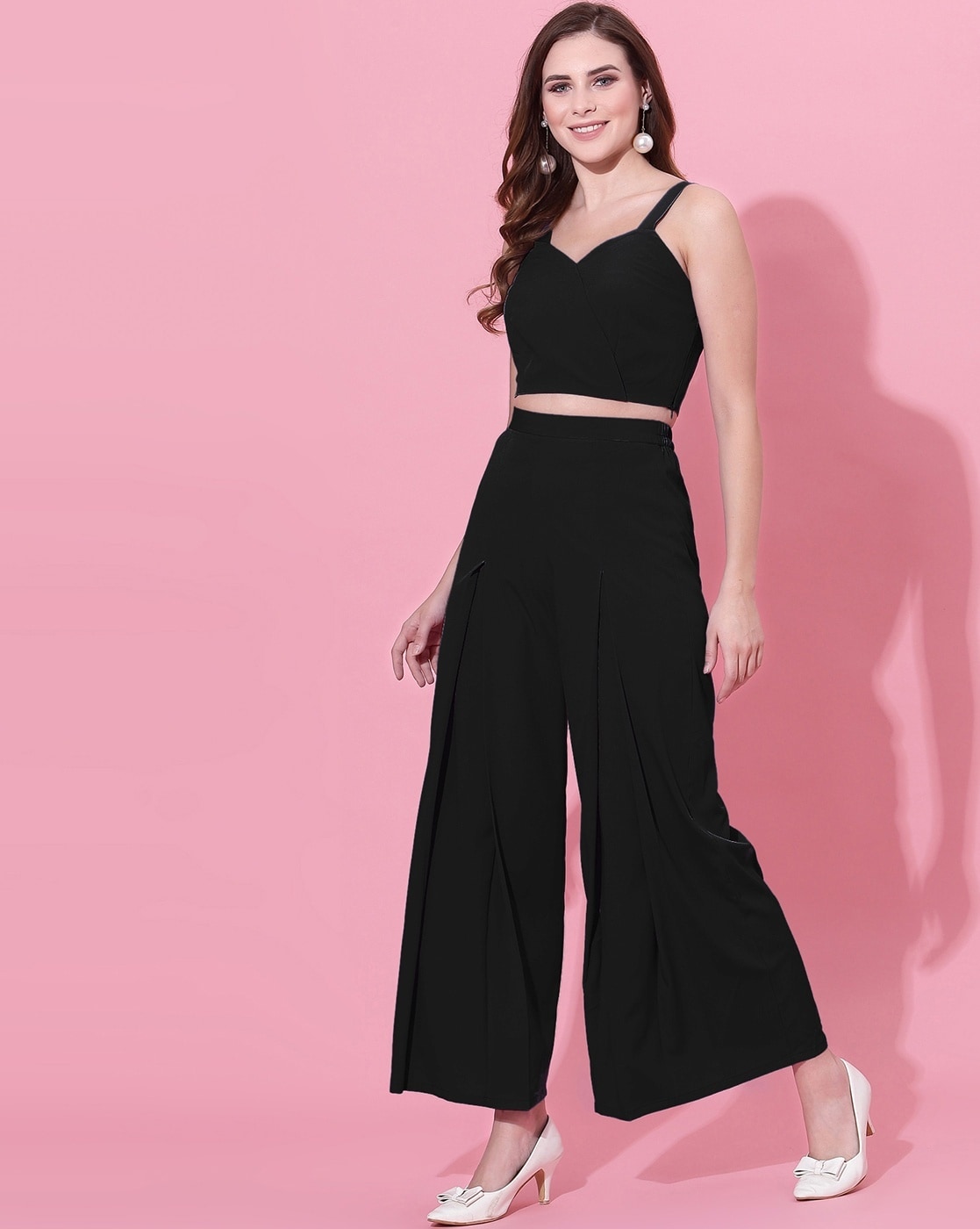 Buy JUNIPER Cambric Boat Neck Women's Crop Top And Palazzo Set | Shoppers  Stop