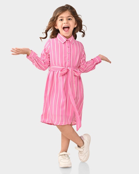 Girls pink shop shirt dress