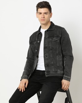 Buy Mid Length Casual jeans Button Denim Jacket Top | DressFair.com-calidas.vn
