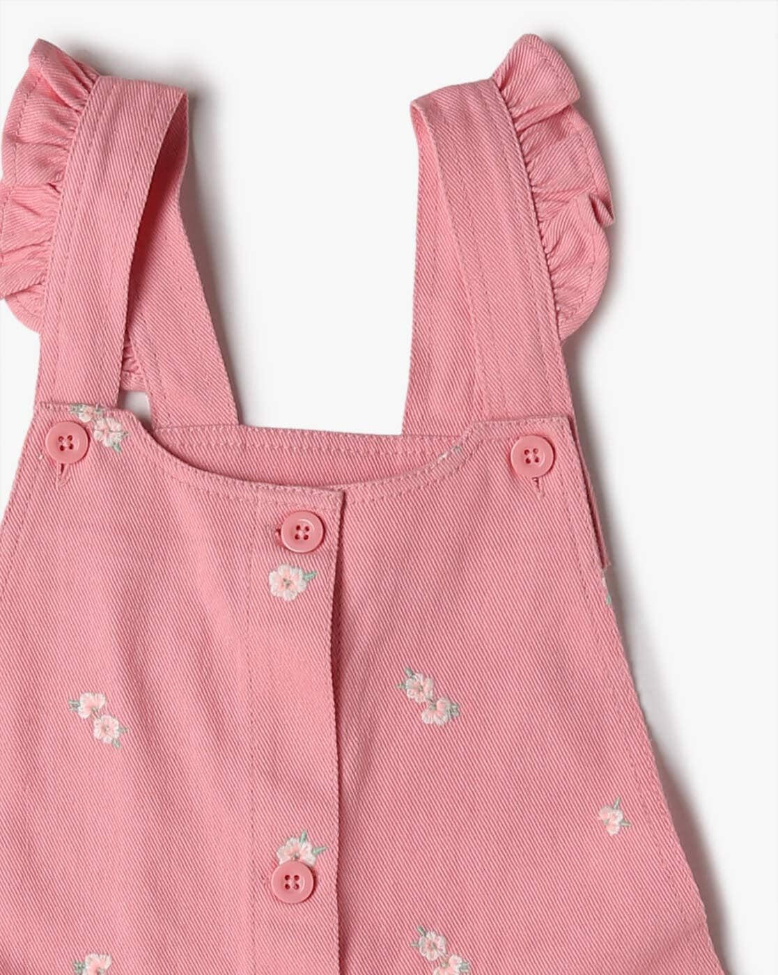 Buy Pantaloons Junior Sleeveless Floral Emboridered Dungaree Dress Pink for  Girls (2-3Years) Online in India, Shop at  - 15373920