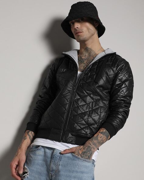 Hooded biker clearance jacket mens