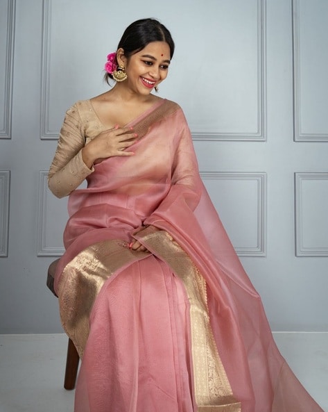 Buy Pink Sarees for Women by Indie Picks Online