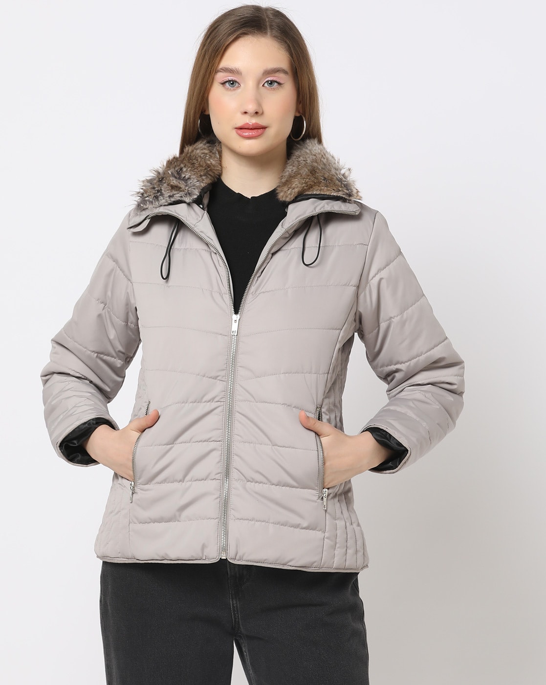 Buy FUNDAY FASHION Women Self Design Puffer Jacket (Small, Blue) at  Amazon.in