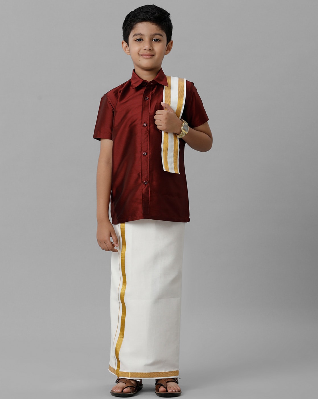 Maroon Cotton silk deals Boys Dhoti Kurta