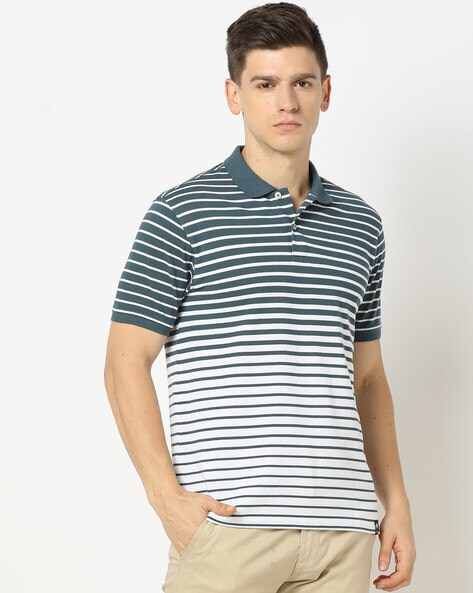 Men Striped Regular Fit Polo T-Shirt
