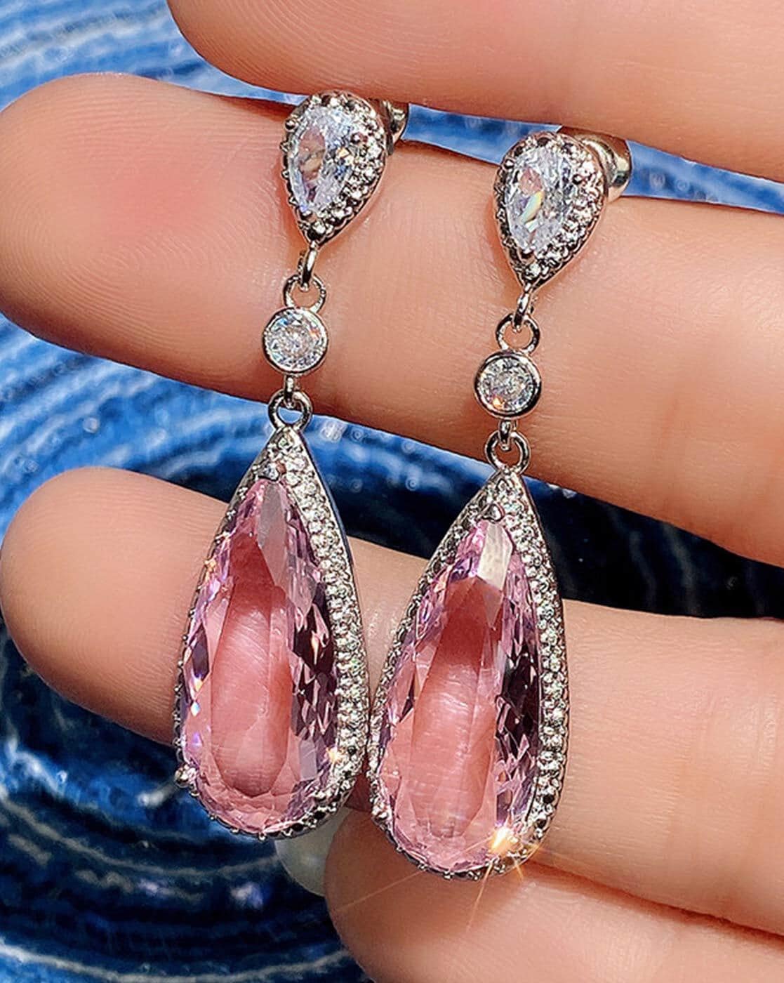 Pink Agate Gemstone Earrings,925 Sterling Silver Earrings, Wedding Dangle  Earrings at Rs 8280/pair | Gemstone Earrings in Jaipur | ID: 24283060991