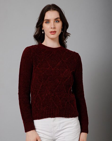 Women Knitted Round Neck Pullover