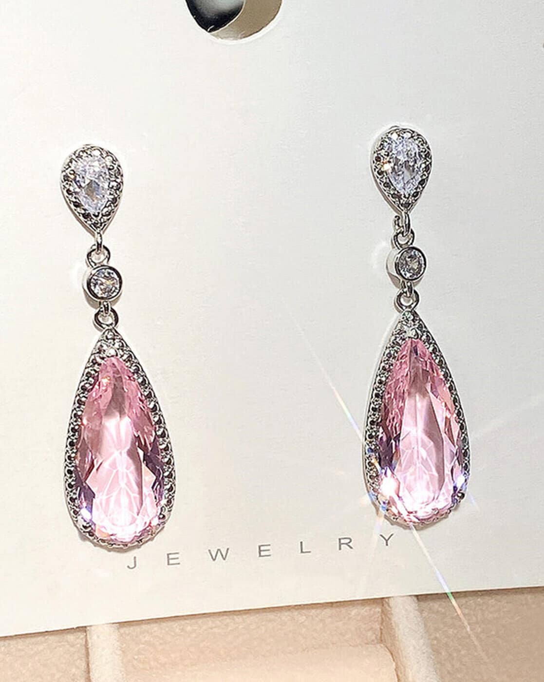 Buy Saraf RS Jewellery Royal Pink Floral Shape American Diamond Brass Pearl  Studded Drop Earrings online