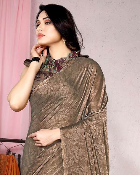 Brown Swarovski Festival Saree