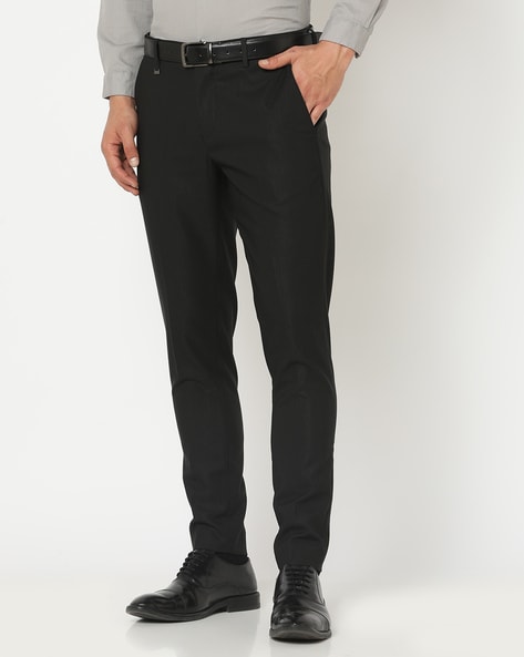 Men Slim Fit Flat-Front Trousers