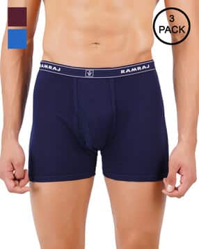 ramraj cotton Pack of 3 Cotton Trunks with Elasticated Waist-picture-35