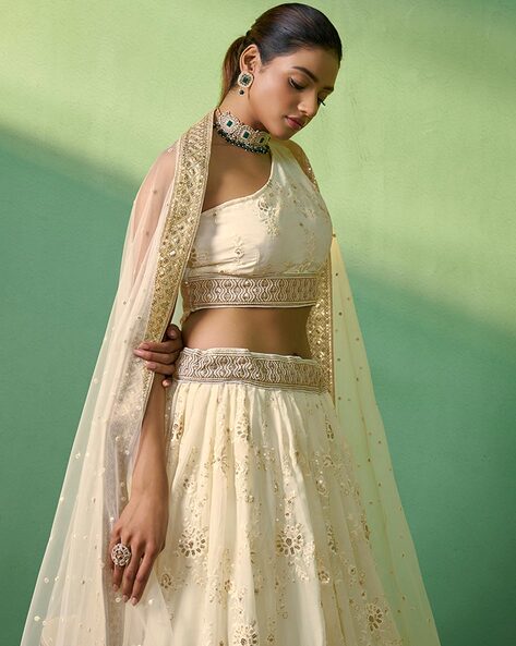 Buy Fabcartz Self Design Jacquard Lehenga Choli (Green) Beautiful & Latest  Design | In Vogue Women Outfits| Online at Best Prices in India - JioMart.