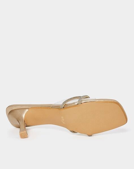 Women Embellished Open-Toe Slip-On Stilettos