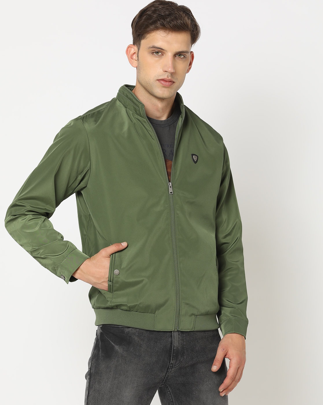 Enjoybuy Men's Bomber Casual Zip Up Lightweight Varsity Slim Fit  Windbreaker Softshell Fall Sportswear Coat, 01-army Green, Medium at Amazon  Men's Clothing store