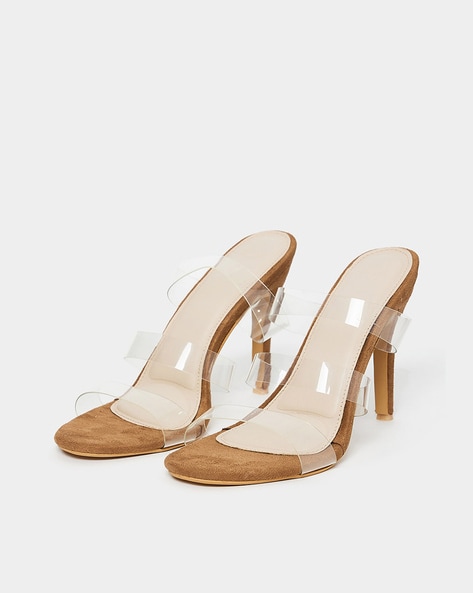 Tan and clear discount heels