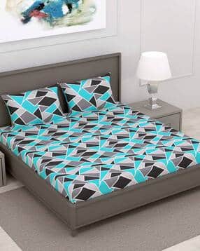 divine casa 144 TC Geometric Print King-Size Bedsheet with Pillow Covers-picture-53