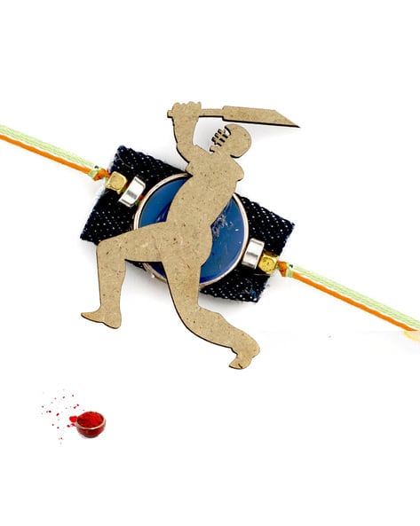 Aapno Rajasthan  Cricketer Shaped Wood Rakhi