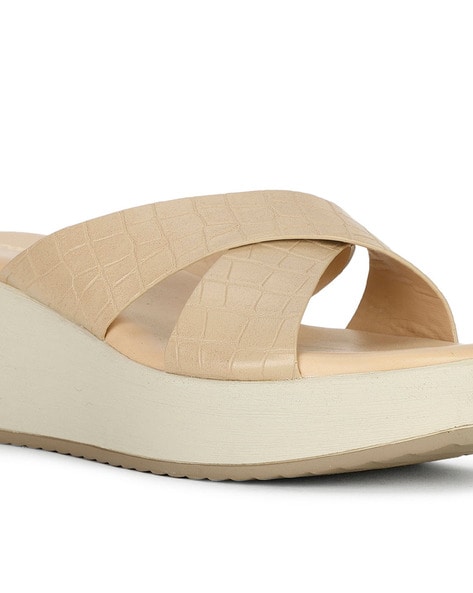 Beige discount wedge sandals